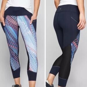 Athleta Mosaic Relay Multicolor Geometric Capri Leggings - Size Small